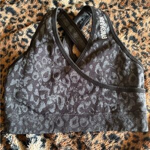Gymshark Padded Leopard Seamless Sports Bra Gray Size Small